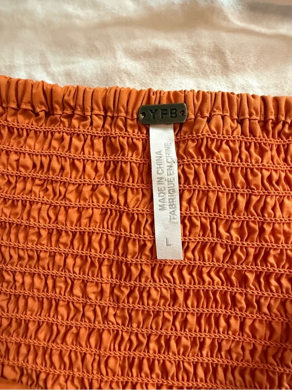 Young Fabulous & Broke YFB Maxi Dress L Orange Tiered Smocked Back Boho Summer - Picture 8 of 9